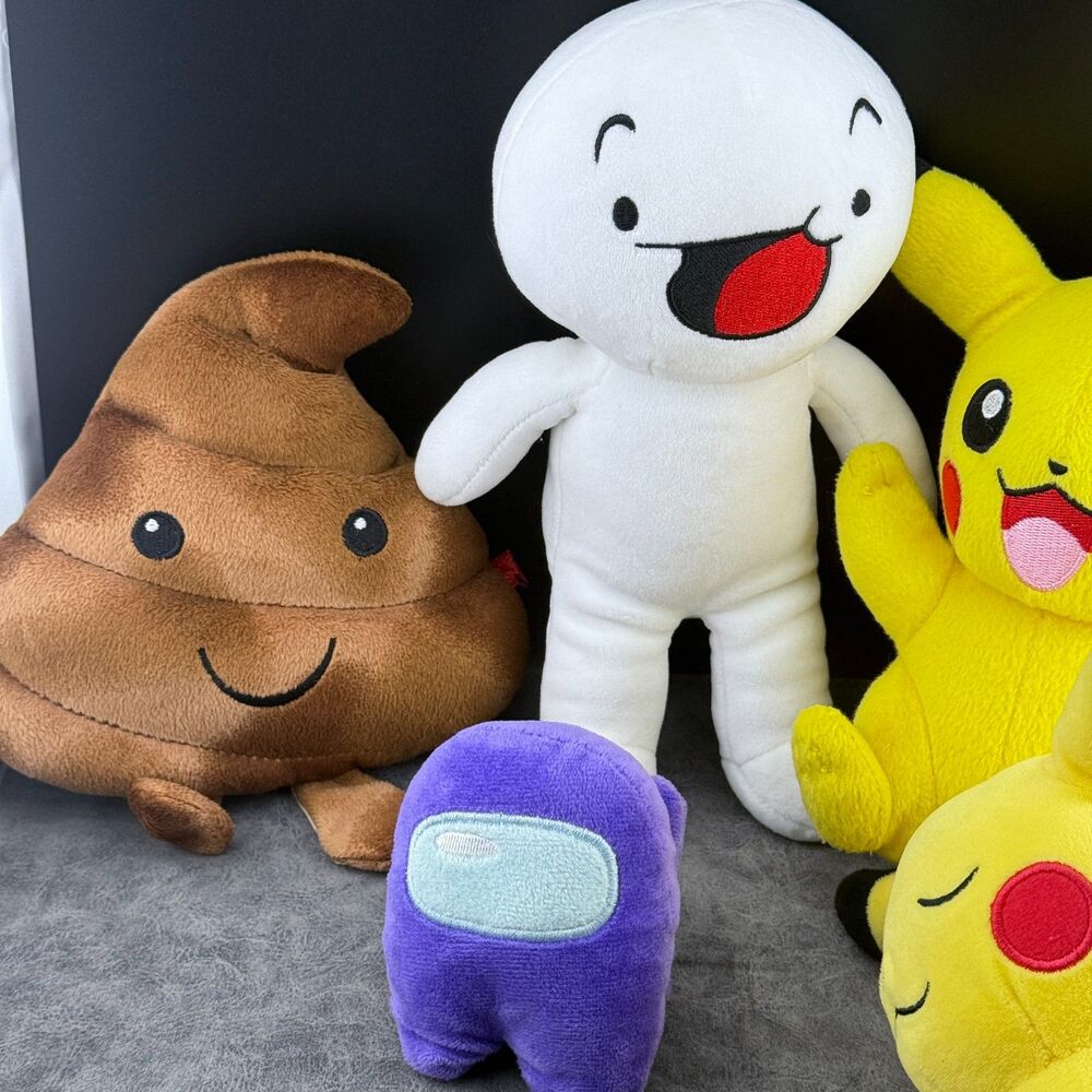Lot of Five (5) Plush Toys Two Pikachu The Odd 1'S Out Poop Among Us - Picture 2 of 11